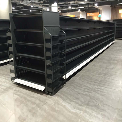 Estante echado a un lado doble Q195 del supermercado de la góndola para la exhibición del colmado